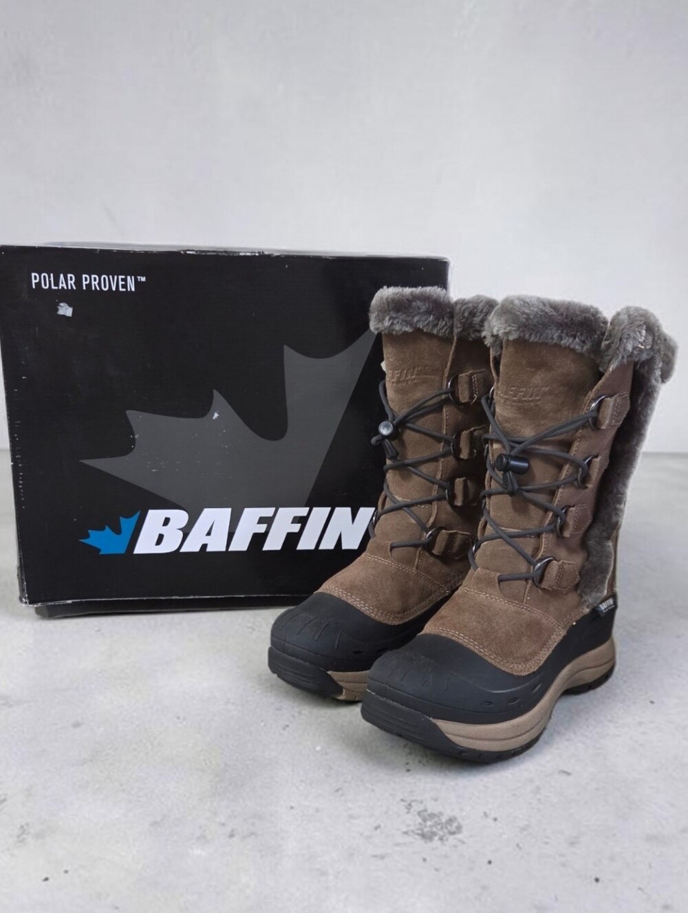 NWT Baffin Chloe Boots Fur Trim Taupe Tan Brown Winter Outdoors -40° Size 10 Wmn